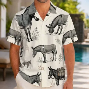 Vintage Donkey Beach Style for Summer Travel and Island Getaways, Animal Lovers Hawaiian Shirt