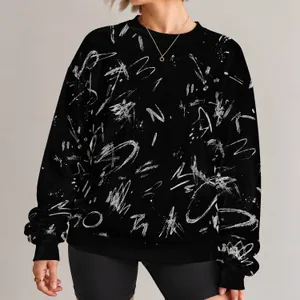 Abstract Monochrome Graffiti for Everyday Streetwear and Autumn City Outings for Adults All-over Print Knitted Sweater