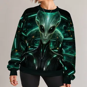 Neon Green Alien Encounter For Halloween Nights And Sci-Fi Streetwear Fans Year-Round All-over Print Knitted Sweater