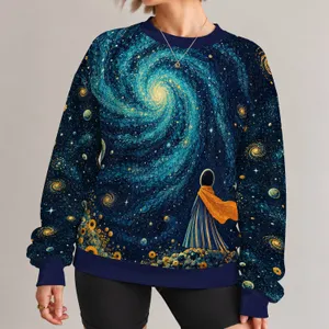 Spiral Galaxy Traveler Night Sky Art for Stargazing and Space-Loving Adventurers All-over Print Knitted Sweater