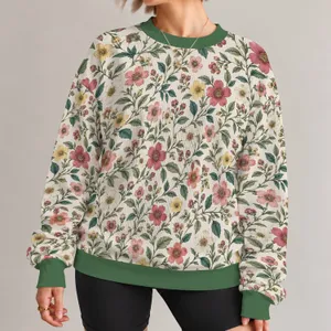 Ivory Wildflower Garden Motif For Cottagecore Nature Lovers And Spring Days All-over Print Knitted Sweater