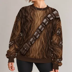Brown Furry Space Adventurer Strap Look for Halloween Cosplay Gift for Him All-over Print Knitted Sweater