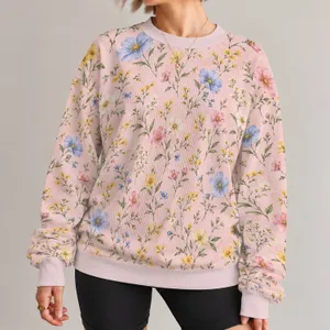 Pastel Wildflower Sprigs for Gentle Spring Outings and Romantic Everyday Wardrobe All-over Print Knitted Sweater