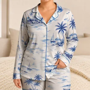 Coastal Sailboat Shoreline Lounge Look for Summer Nights and Coastal Getaways Men Teens Satin Pajamas Set