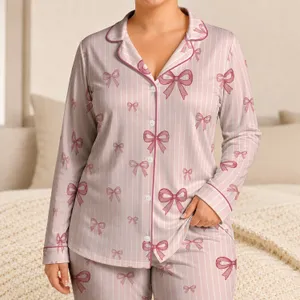 Blush Pink Bow And Stripe Spring Lounge Look For Cozy Home Nights And Gift Giving Satin Pajamas Set