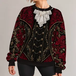 Victorian Vampire Costume Details for Halloween Parties and Gothic Masquerade Fans All-over Print Knitted Sweater