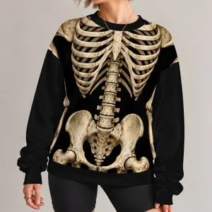Full Skeleton Bones Halloween Costume Look for Spooky October Parties and Night Events All-over Print Knitted Sweater