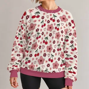 Cherry Blossom Hearts for Playful Spring Outings and Everyday Garden Style for Her All-over Print Knitted Sweater