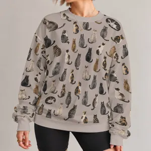 Multicolor Sitting Cats For Cozy Autumn Outings And Everyday Cat Lover Style All-over Print Knitted Sweater