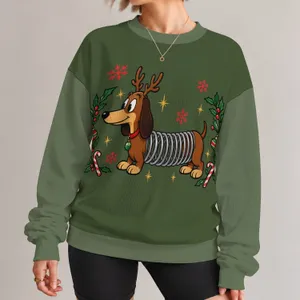 Slinky Dog Reindeer Christmas Holiday Gift for Disney Family Celebrations All-over Print Knitted Sweater