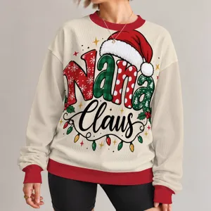 Nana Claus Christmas Lettering for Holiday Celebrations and Grandma Family Gatherings All-over Print Knitted Sweater
