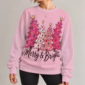 Pink Christmas Trees for Merry Holiday Celebrations and Cheerful Seasonal Gatherings All-over Print Knitted Sweater