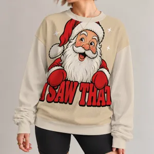 Santa I Saw That Holiday Humor Christmas Gift for Festive Winter Celebrations All-over Print Knitted Sweater