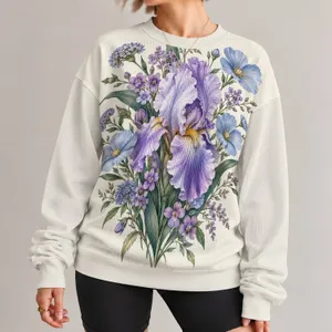 Lavender Iris Bouquet for Spring Garden Days and Soft Everyday Elegance All-over Print Knitted Sweater