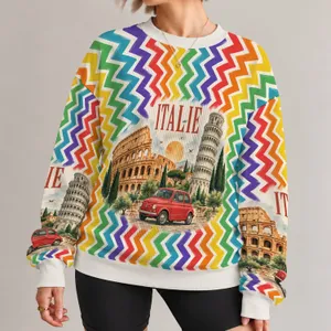 Italian Landmark Journey for Colorful European Getaways and Everyday Travel Enthusiasts All-over Print Knitted Sweater