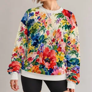 Vibrant Watercolor Blooms For Colorful Spring And Autumn Everyday Style All-over Print Knitted Sweater