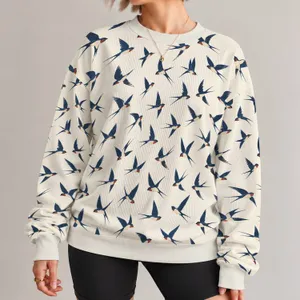 Flying Swallow Birds for Fresh Spring Days and Relaxed Everyday Wear All-over Print Knitted Sweater