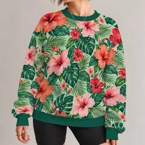 Tropical Hibiscus and Monstera Blooms for Sunny Getaways and Relaxed Resort Days All-over Print Knitted Sweater