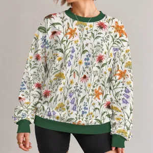Wildflower Botanical Motifs for Garden Walks and Everyday Nature Lovers All-over Print Knitted Sweater