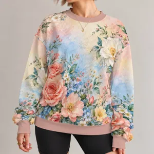 Pastel Watercolor Flowers for Spring Garden Walks and Romantic Weekend Outings for Her All-over Print Knitted Sweater
