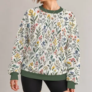 Watercolor Botanical Sprigs for Spring Outings and Everyday Nature Lovers All-over Print Knitted Sweater