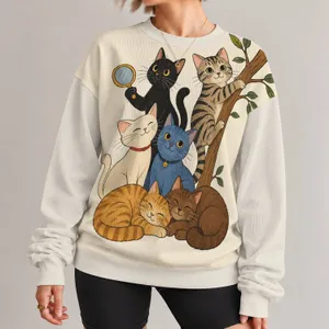 Playful Cat Friends for Cozy Everyday Wear and Whimsical Animal Lovers of All Ages All-over Print Knitted Sweater