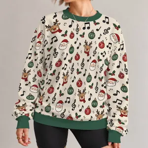 Christmas Music Notes and Cheerful Holiday Faces for Festive Seasonal Celebrations All Season All-over Print Knitted Sweater