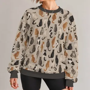 Multicolor Cat Silhouette Motifs for Cozy Everyday Style and Gifts for Feline Lovers All-over Print Knitted Sweater