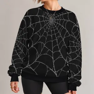 Monochrome Spiderweb Motif for Dark Autumn Streetwear and Everyday Layering All-over Print Knitted Sweater
