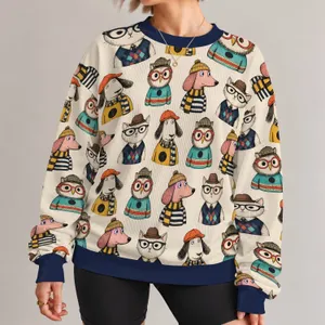 Quirky Dressed Animal Characters For Cozy Fall Weekends And Everyday Casual Wear All-over Print Knitted Sweater