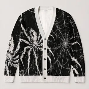 Gothic Spider And Spiderwebs For Halloween Nights And Dark Autumn Everyday Style All-over Print Knitted Cardigan