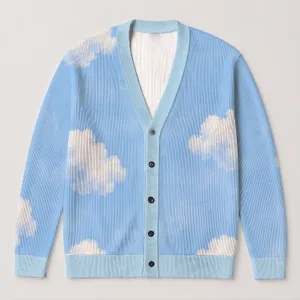 Soft White Cloud Florals for Relaxed Everyday Layering All-over Print Knitted Cardigan