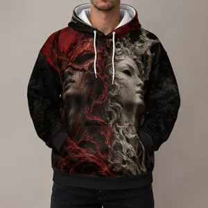 Split Classical Mask Portrait for Halloween Nights and Dark Gothic Style Lovers All-over Print Hoodie (Lightweight)