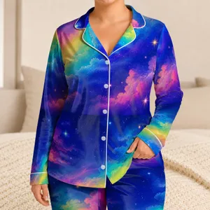 Twilight Rainbow Sky Look For Cozy Evenings At Home And Giftable Nights For Her Style Satin Pajamas Set