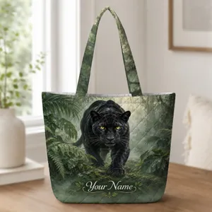 Mysterious Black Panther in Misty Jungle for Nature Lovers and Everyday Adventures Quilted Tote Bag
