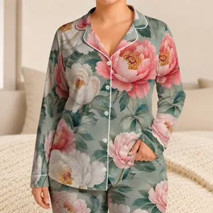 Botanical Peony Blooms For Cozy Nights And Gift Giving For Women Satin Pajamas Set