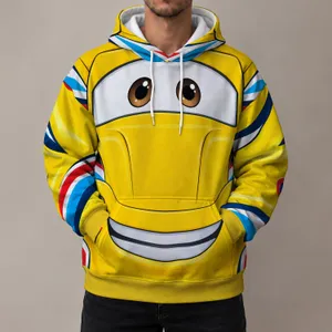 Yellow Smiling Race Car Costume Look for Motorsports Fans, Cosplay Events and Parties All-over Print Hoodie (Lightweight)