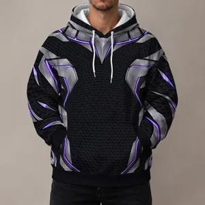 Black Geometric Armor and Violet Accents for Cosplay Events and Everyday Fandom Wear All-over Print Hoodie (Lightweight)
