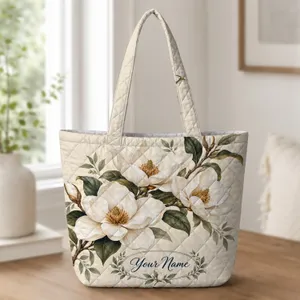 White Magnolia Blooms for Cottage Garden Living and Thoughtful Everyday Gifting Quilted Tote Bag