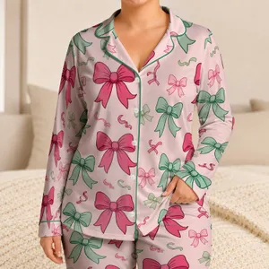 Pink And Green Ribbon Bows For Sweet Lounge Style, Gift Giving, And Cozy Weekends Satin Pajamas Set