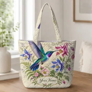 Hummingbird Among Wildflowers for Spring Garden Lovers and Nature-Inspired Gifting Quilted Tote Bag