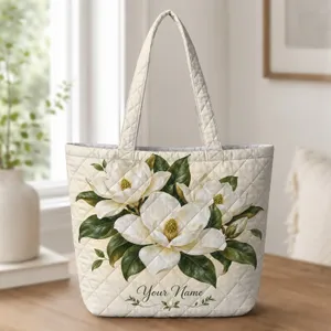 Elegant White Magnolia Blooms for Spring Garden Walks and Thoughtful Gifts for Women Quilted Tote Bag