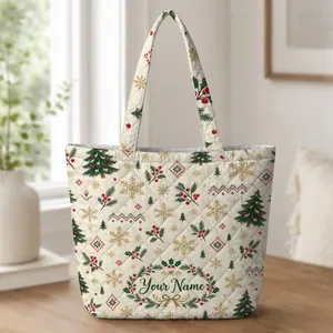 Nordic Christmas Sweater Motifs for Cozy Holiday Gifting and Festive Winter Celebrations Quilted Tote Bag