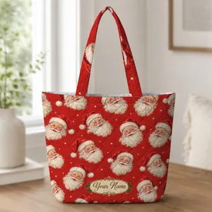 Santa Claus Holiday Sweater Style for Christmas Parties and Cozy Winter Celebrations Quilted Tote Bag