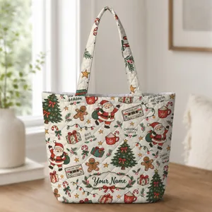 Christmas Tree Santa Cocoa Candy Cane Holiday Cheer for Cozy Seasonal Gift Giving Quilted Tote Bag