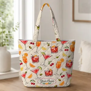 Martini Spritz Citrus Drinks for Girls Night Out and Summer Party Gatherings with Friends Quilted Tote Bag