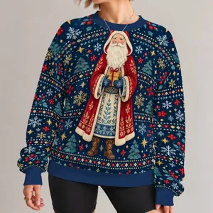 Red Cloaked Gift Bringer With Snowflakes For Festive Holiday Gatherings All-over Print Knitted Sweater