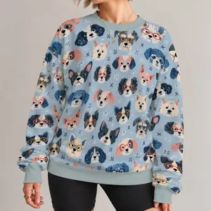Whimsical Dog Faces With Colorful Glasses For Everyday Casual Style All-over Print Knitted Sweater