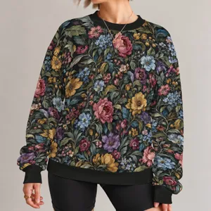 Colorful Botanical Blooms for Cozy Autumn Outings and Relaxed Everyday Style for Her All-over Print Knitted Sweater
