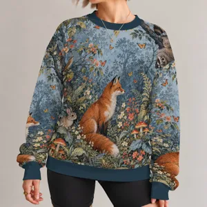 Fox and Woodland Wildflowers for Cozy Nature Walks and Relaxed Everyday Outdoor Style All-over Print Knitted Sweater